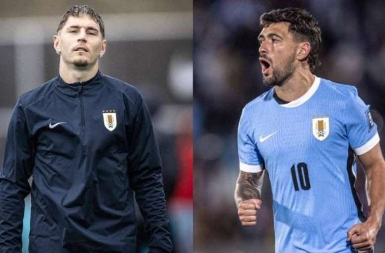 Fotos: Divulgação/AFU - Legenda: Arrascaeta e Varela em ação pela seleção do Uruguai