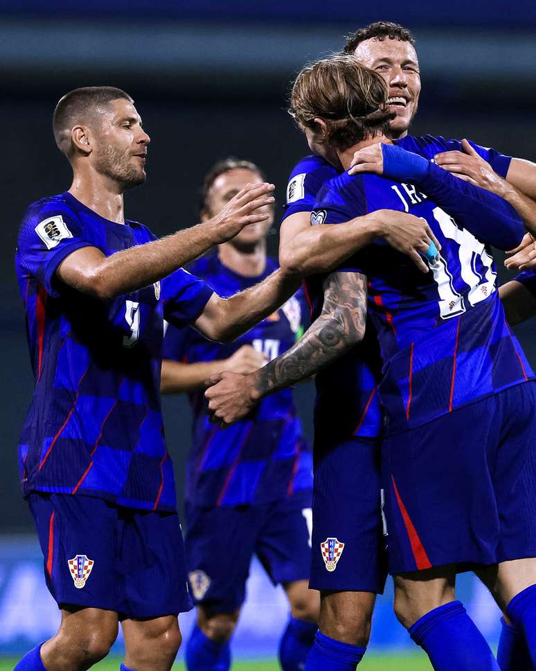 Jogadores da Croácia comemorando a vitória sobre Montenegro Jogadores da Croácia comemorando a vitória sobre Montenegro