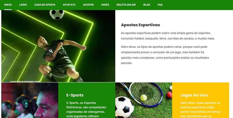 Casa conta com diferentes esportes para suas bets