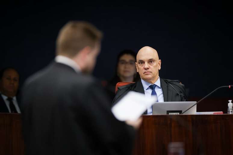 Ministro Alexandre de Moraes durante o julgamento da Ação Penal 2668 na última quarta-feira, 3