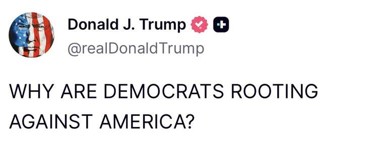 Postagem de Donald Trump na tarde desta segunda-feira, 8