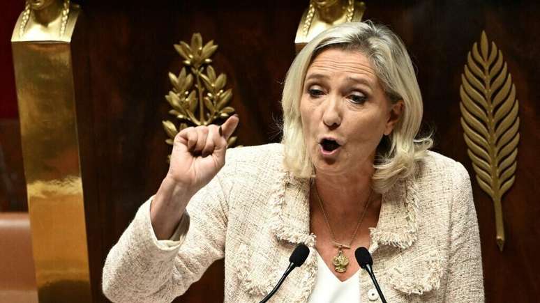 A l&iacute;der da extrema-direita francesa, Marine Le Pen, em foto de 8 de setembro de 2025.