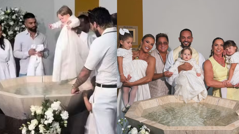 Virginia Fonseca e Z&eacute; Felipe batizam filho antes da festa de 1 ano