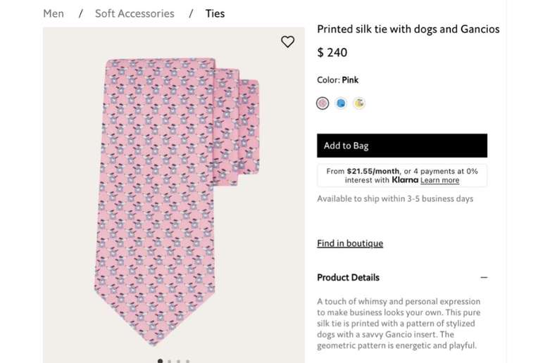 Pe&ccedil;a &eacute; vendida no site da marca, em d&oacute;lares.