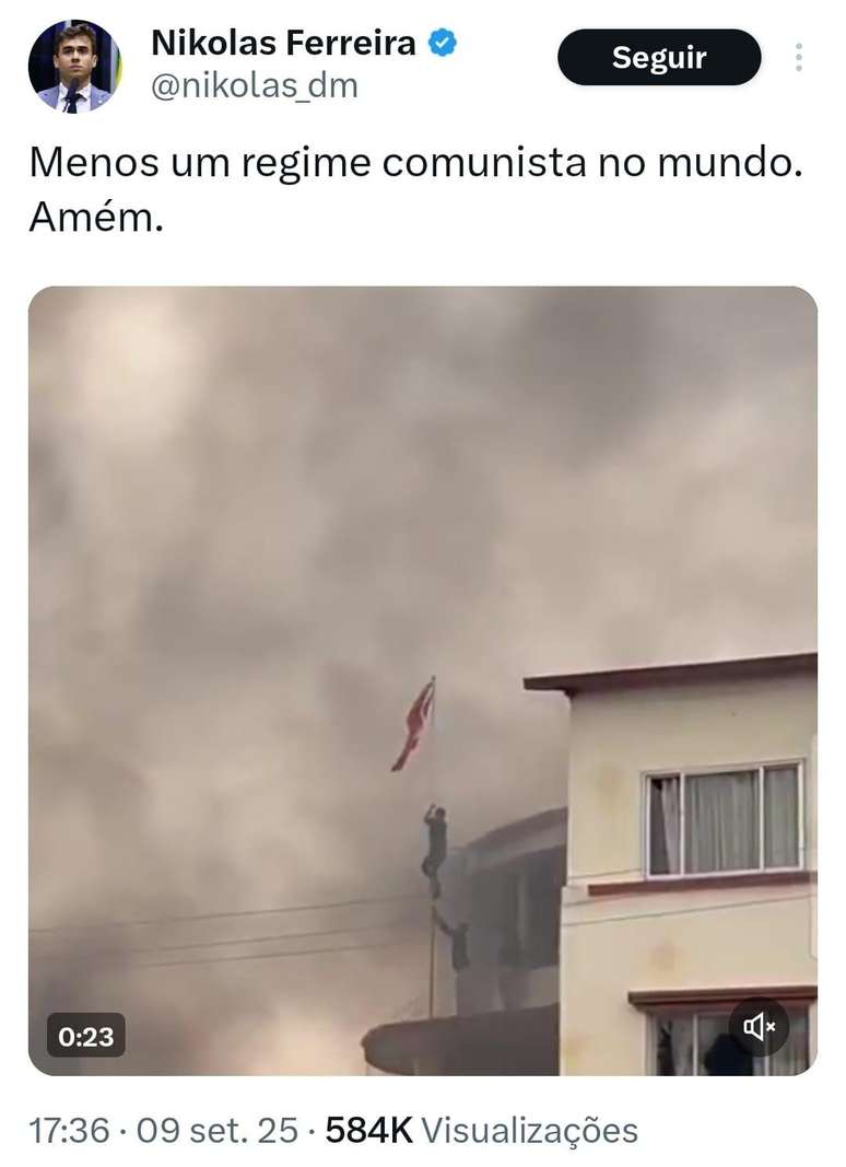 Captura de tela de postagem de Nikolas ferreira no X