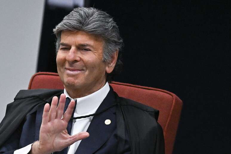 Luiz Fux durante audiência em processo da trama golpista