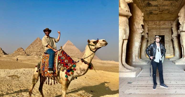 No Egito, o apresentador conferiu as maravilhas hist&oacute;ricas e viveu alguns perrengues