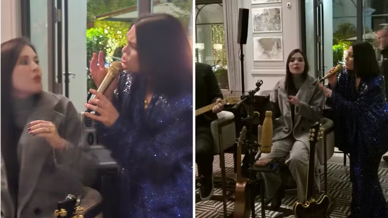 Jessie J makes a surprise show in a hotel restaurant in San Paolo