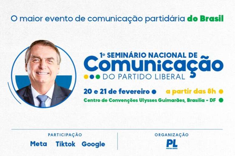 Material de divulga&ccedil;&atilde;o de semin&aacute;rio do PL, com participa&ccedil;&atilde;o das big techs Meta, Tiktok e Google