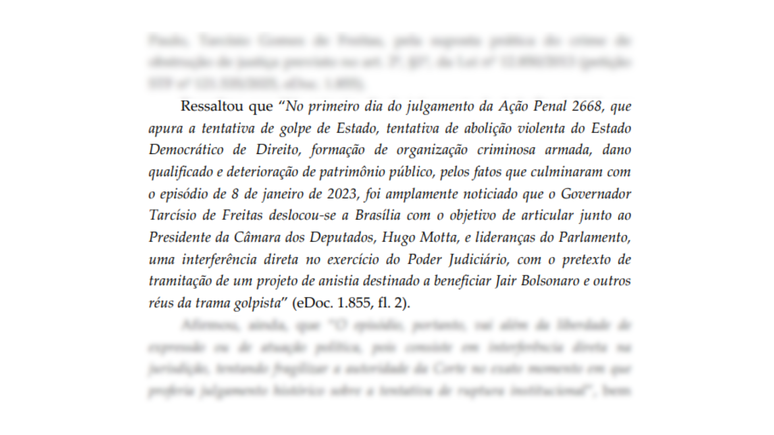 Moraes d&aacute; 5 dias &agrave; PGR para se manifestar sobre poss&iacute;vel interfer&ecirc;ncia de Tarc&iacute;sio em julgamento de Bolsonaro
