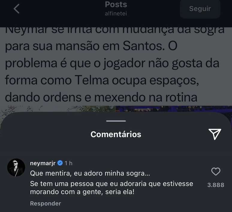 Neymar denies the disagreement with the mother 