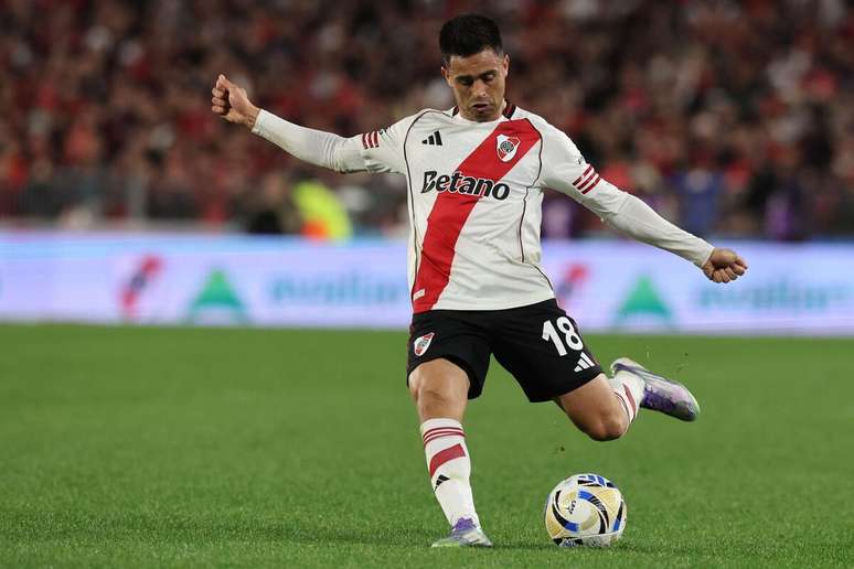 Gonzalo Martínez (River Plate) durante jogo contra o San Lorenzo, no dia 27.07.2025 