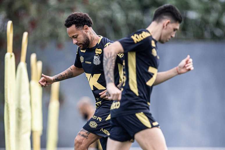 Neymar participou normalmente do treino do Santos &ndash; Fotos: Raul Baretta/ Santos FC.