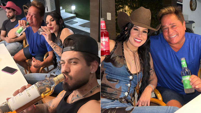 Zé Felipe e Ana Castela curtem noite com Leonardo após gravação de vídeo