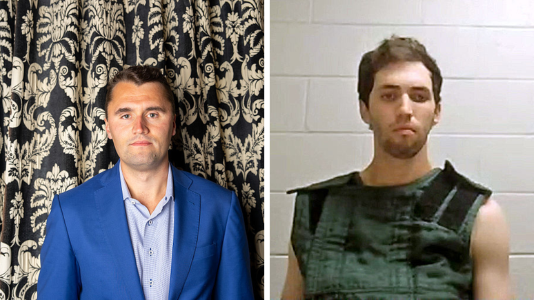 Os promotores descreveram em linhas gerais as opiniões políticas do suspeito Tyler Robinson (dir.), mas muitas questões ainda permanecem