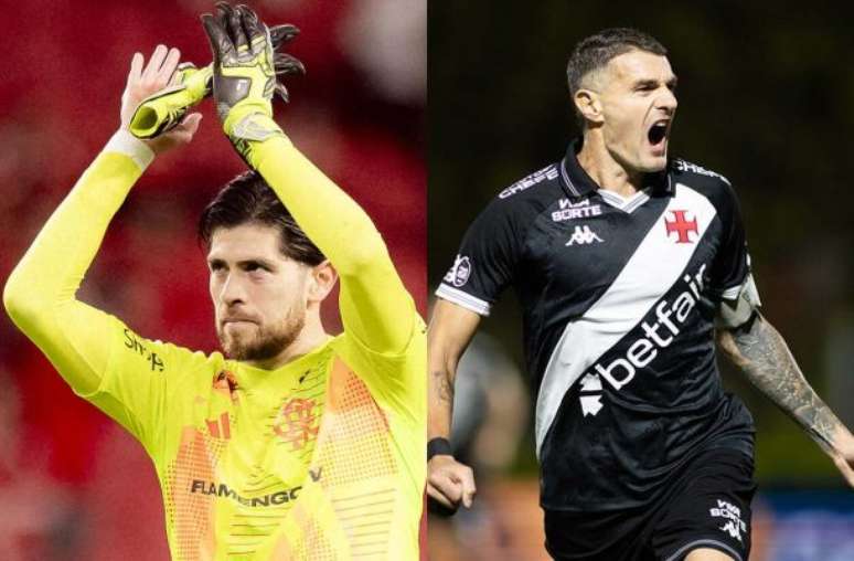 Fotos: Adriano Fontes / Flamengo e Matheus Lima / Vasco - Legenda: Adversários de domingo, Flamengo e Vasco contam com argentinos com maior minutagem do país