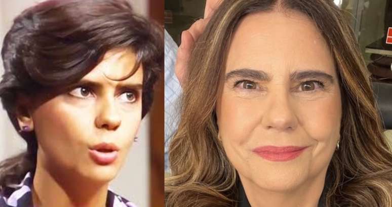 A atriz na pele de Babi em 'A Gata Comeu', de 1985, e hoje, aos 63 anos