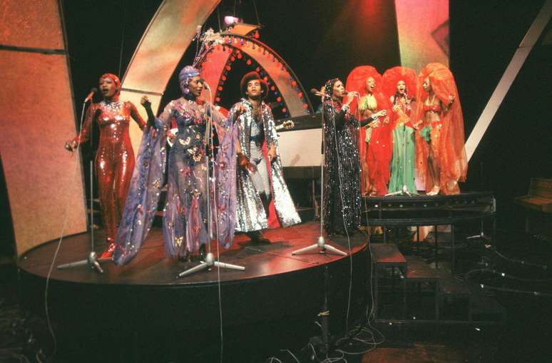 O grupo disco alem&atilde;o Boney M, que vemos aqui ensaiando para o programa Top of the Pops da BBC em 1978, participou do Intervision.