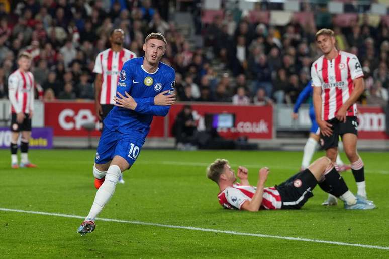 Cole Palmer (Chelsea) celebrando seu gol contra o Brentford, no dia 13.09.2025 