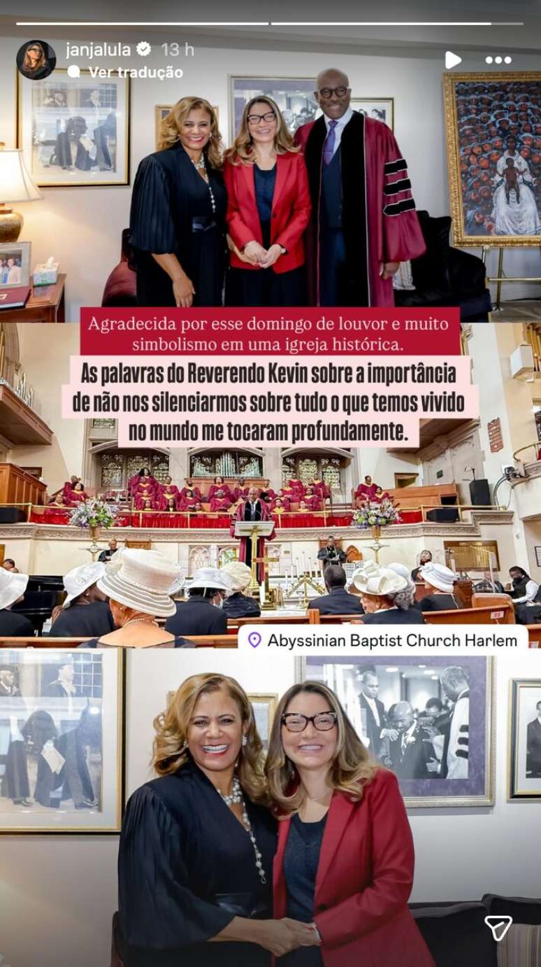 Janja registrou a visita nos stories do Instagram