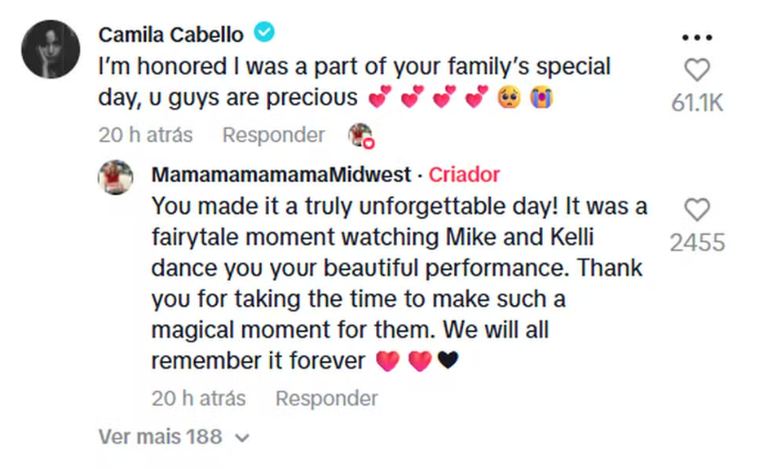 Camila Cabello comentou em post