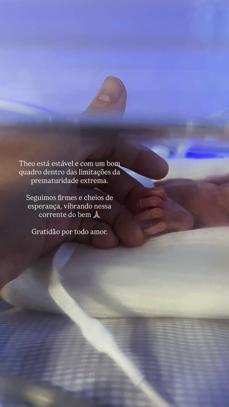 Clara Maia updates on the state of the health of the premature child