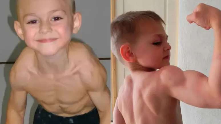 Giuliano Stroe, o menino mais forte do mundo, aos 5 anos