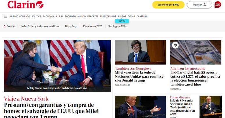 Argentino Clarin repercute fala de Lula na ONU