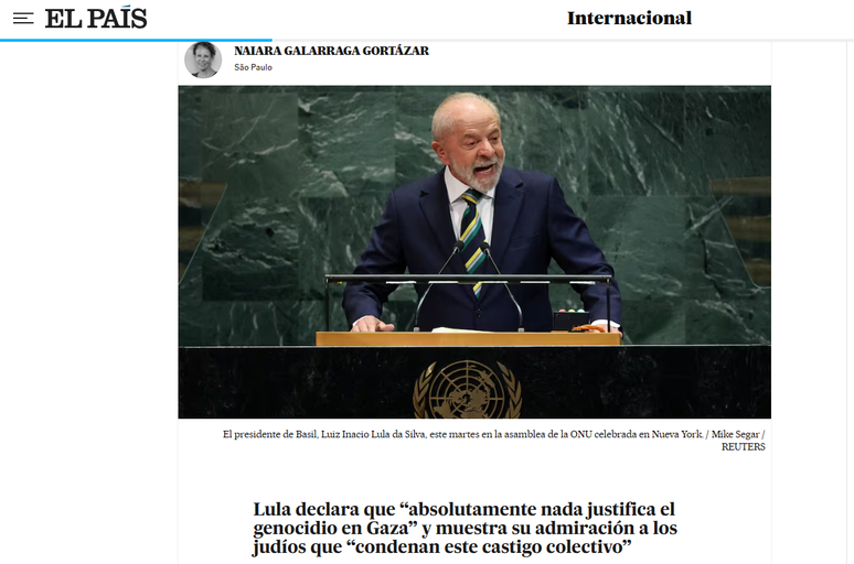 El País repercute fala de Lula na ONU