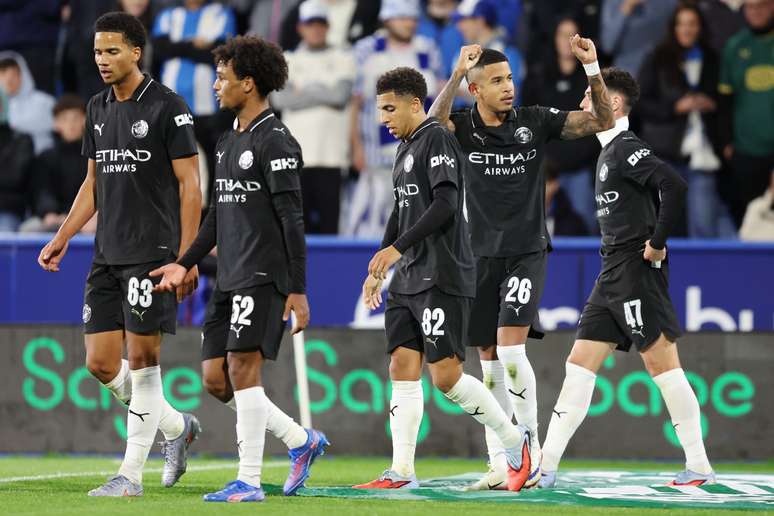 Savinho comemorando o segundo do Manchester City 