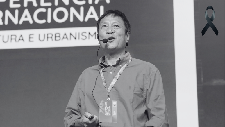 Kongjian Yu durante participação como palestrante da Conferência Internacional CAU 2025