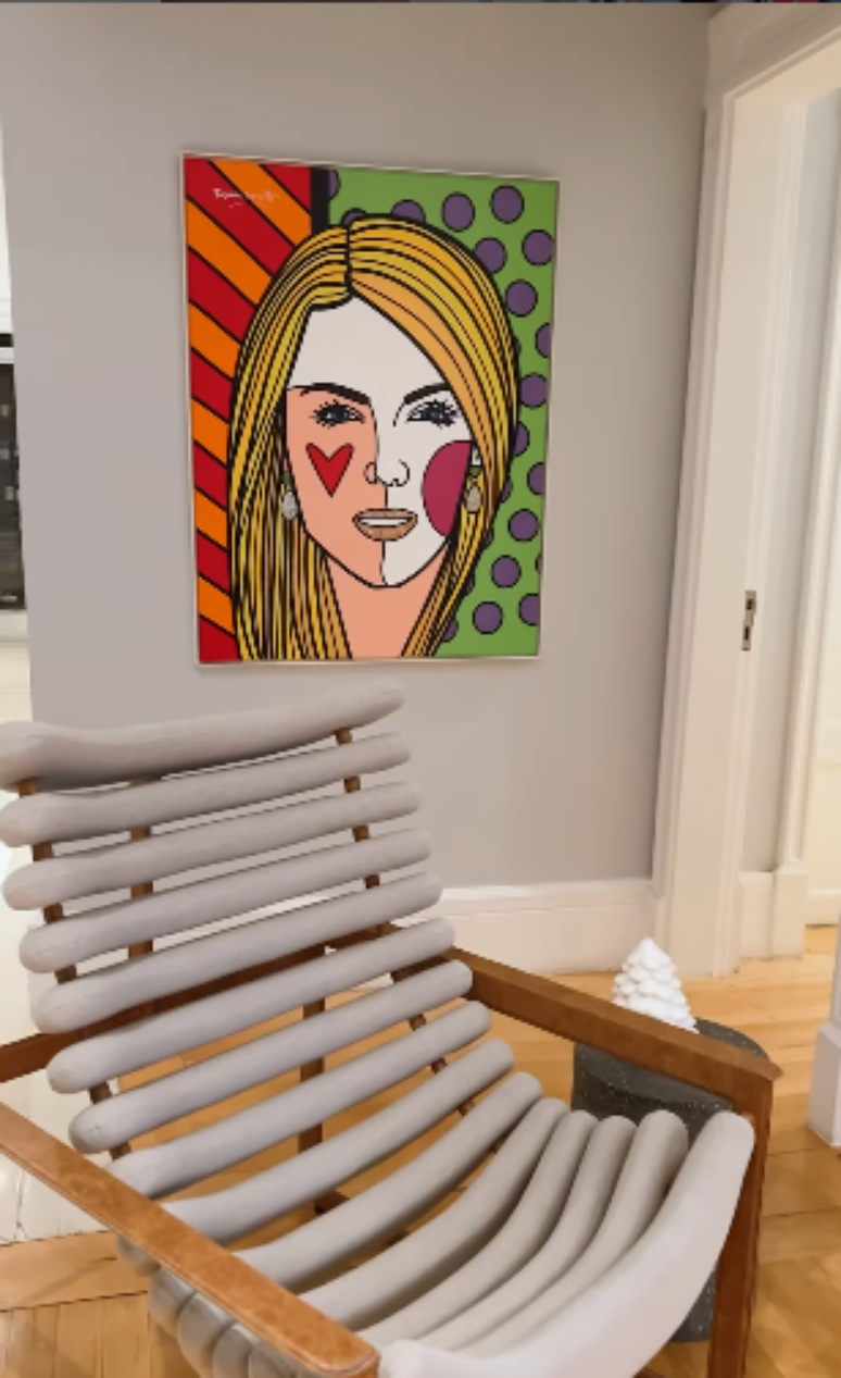Um retrato de Ana Hickmann do artista pl&aacute;stico Romero Brito 