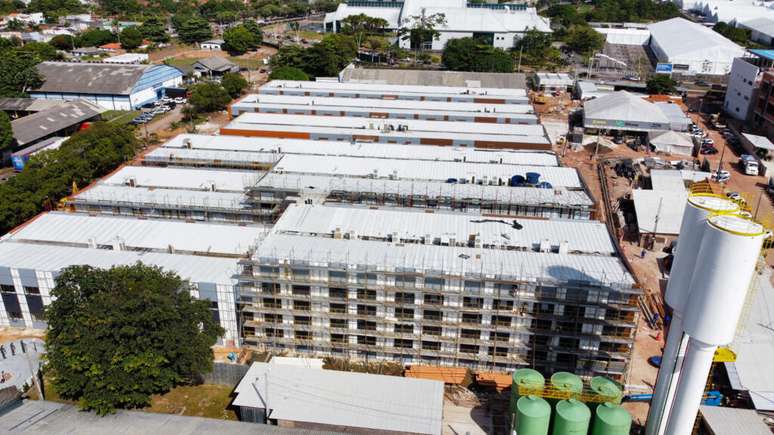 Imagem feita por drone mostra o canteiro de obras da Vila dos Líderes da COP30, no estado do Pará, Brasil, em 19 de setembro de 2025.