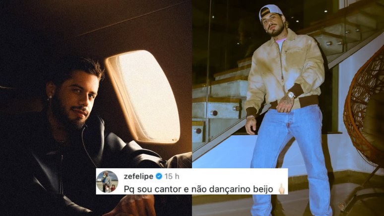 Zé Felipe 'mostra dedo do meio' para fã que criticou gingado do cantor