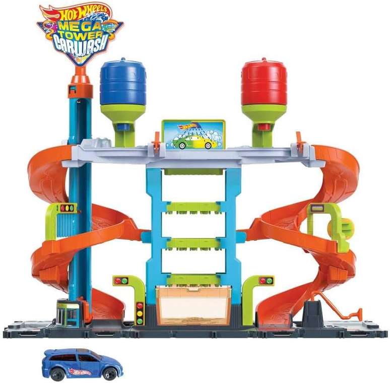 Hot Wheels City Pista de Brinquedo Lava-rápido Mega Torre 