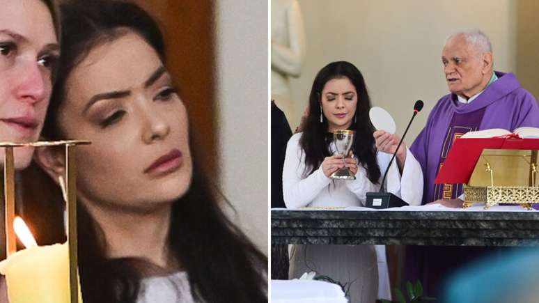 Li Marttins is inconsolable during the seventh day of her husband, JP Mantovani