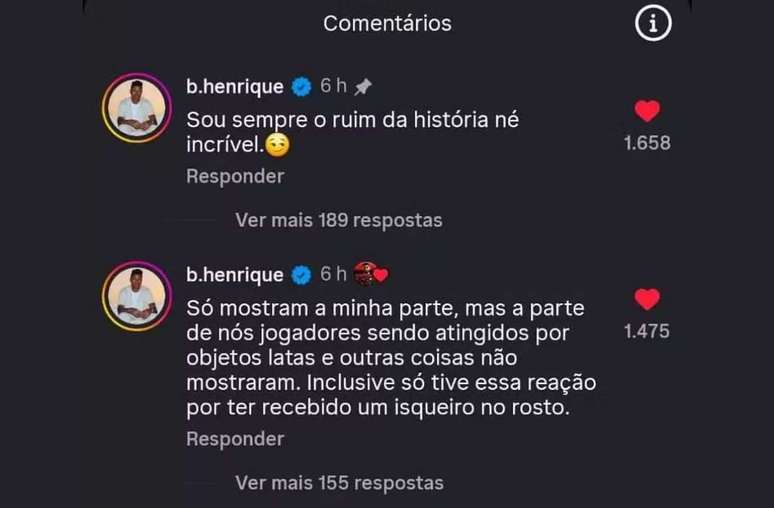 Bruno Henrique se posicionou na internet &ndash;