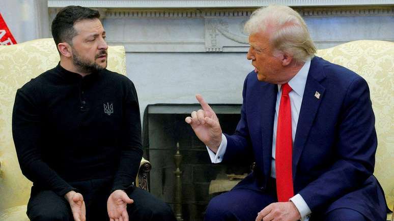 Em fevereiro, o presidente ucraniano, Volodymyr Zelensky, foi acuado e acusado de ingratid&atilde;o em uma reuni&atilde;o com Trump na Casa Branca