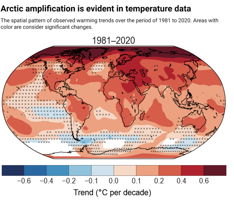Mapa mostra o Ártico aquecendo muito mais rápido do que o resto do planeta.