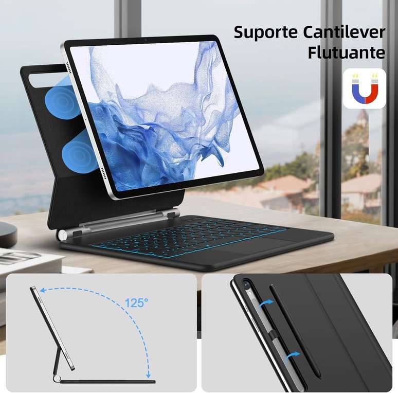 BETTDOW Capa com Teclado e Trackpad para Samsung Galaxy