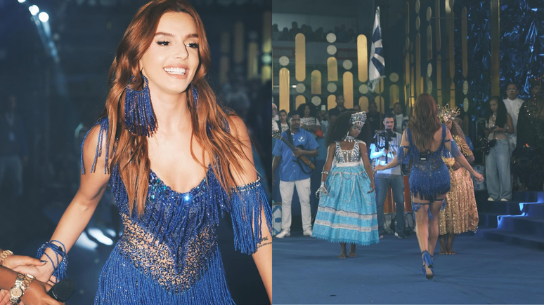 Giovanna Lancellotti em encenação na Beija-Flor