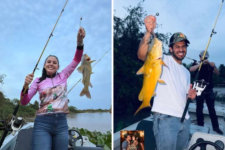 Ana Castela pescando | Zé Felipe pescando