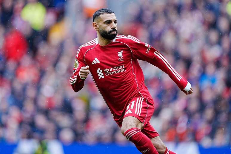 Mohamed Salah (Liverpool) durante jogo da Premier League em Anfield, no dia 20.09.2025 