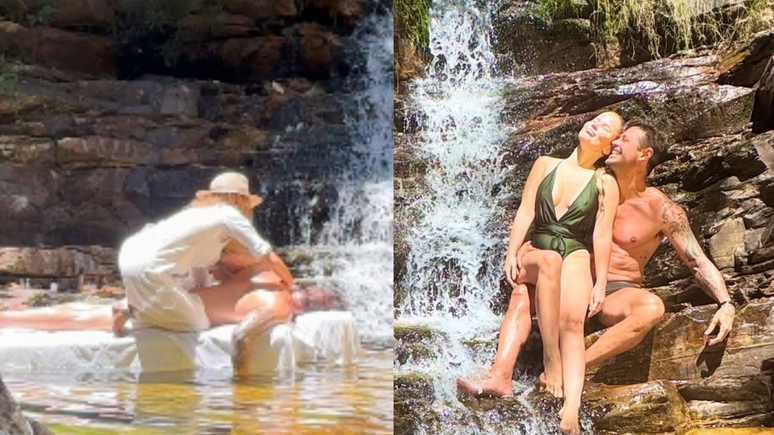 Dado Dolabella takes a new girl in the same waterfall where she was going with Waessa