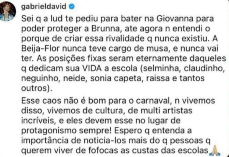 Empres&aacute;rio negou exist&ecirc;ncia de cargo de musa e criticou clima de rivalidade.