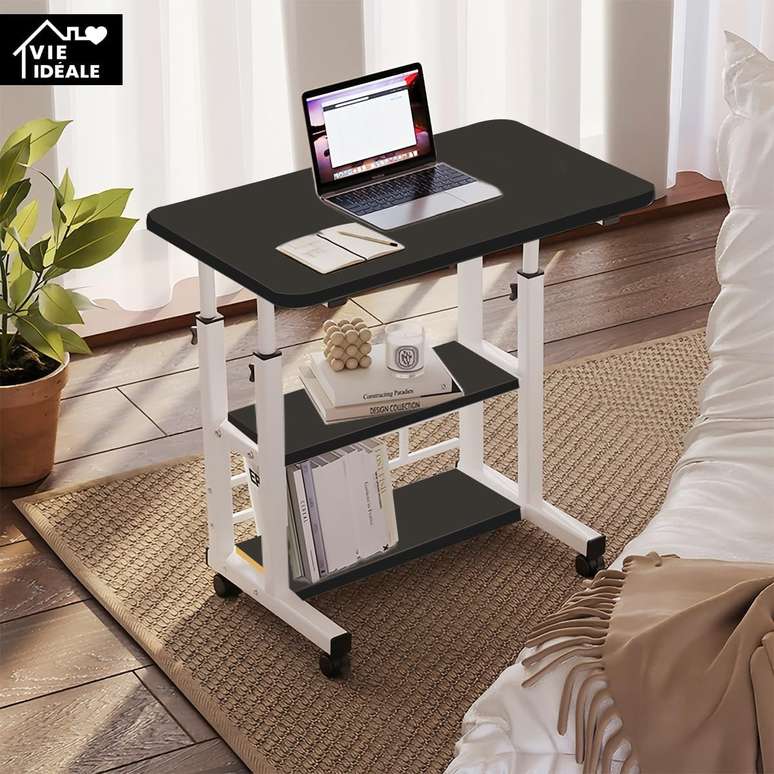 Mesa portátil para sofá e cama, mesa lateral para laptop com altura ajustável