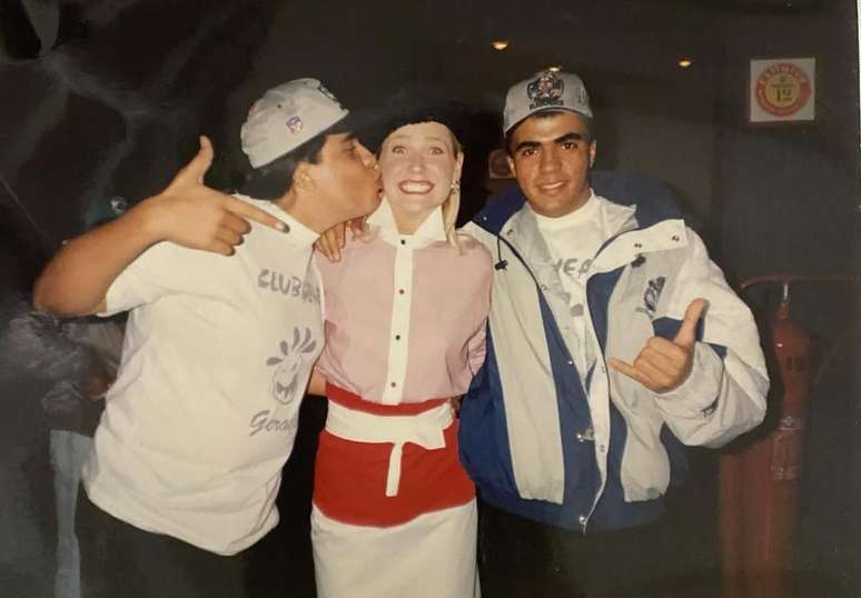 Funkeiros Junior e Leonardo no programa da Xuxa. F&atilde; de funk, apresentadora promoveu o g&ecirc;nero na Globo.