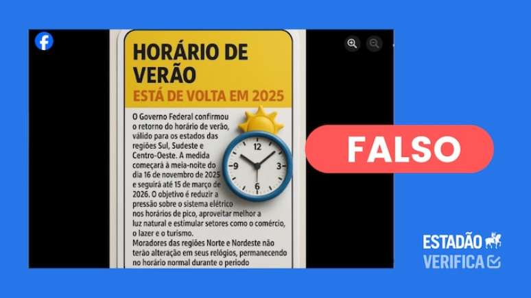 Retorno do horário de verão não foi confirmado pelo governo federal, ao contrário do que afirma postagem