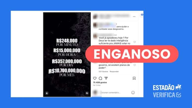 Não existe estudo ou fonte pública comprovando que os valores citados no vídeo são reais.