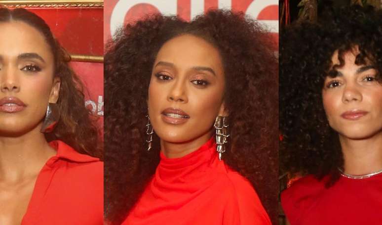Vermelho em alta: Tais Araujo, Samantha Jones e Giovana Cordeiro combinam roupa em festa na Globo.